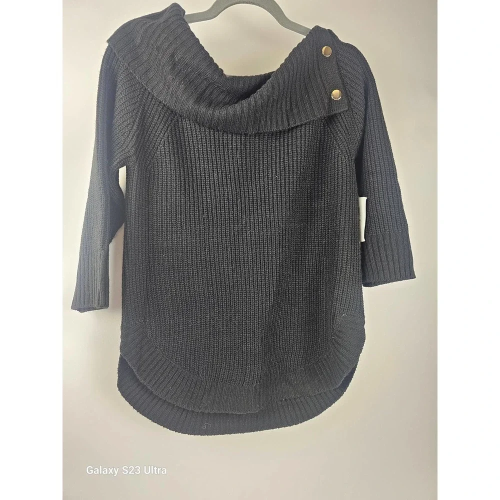 Women's szSP, Oversized fold down neck, black, 89th and Madison, NWT - Picture 5 of 8